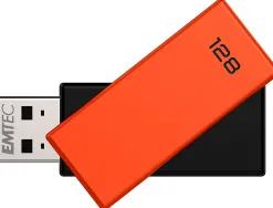 Cle usb emtec 2.0 c350 brick pivotante 128gb vitesse lecture 15mbs ecriture mb/s coloris orange
