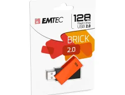 Cle usb emtec 2.0 c350 brick pivotante 128gb vitesse lecture 15mbs ecriture mb/s coloris orange