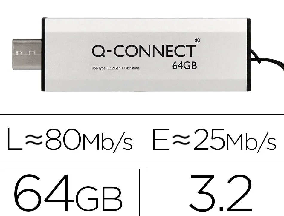 Cle usb q-connect flash drive 64 gb 3.2 type-c