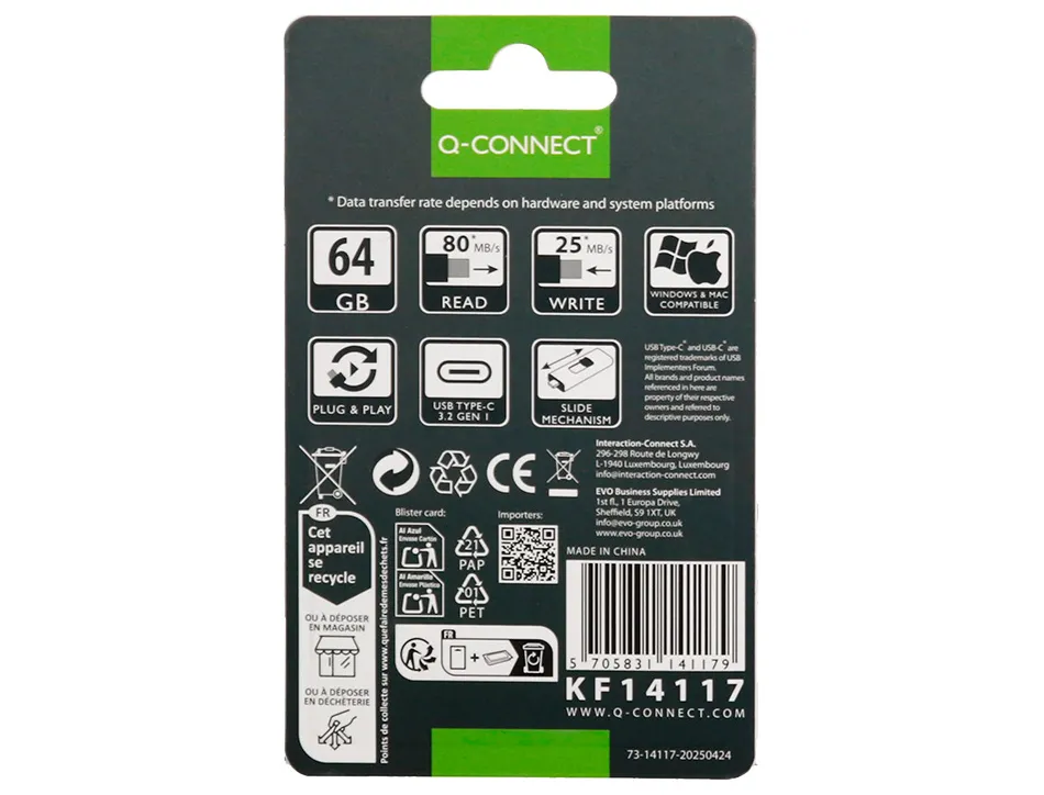 Cle usb q-connect flash drive 64 gb 3.2 type-c