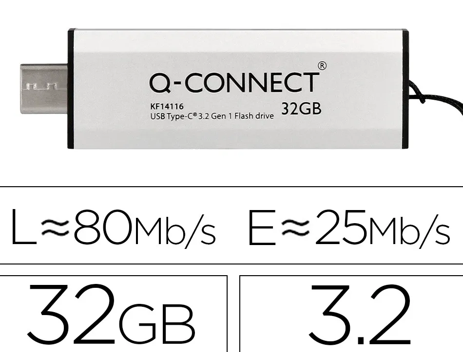 Cle usb q-connect flash drive 32 gb 3.2 type-c