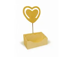 Clip mémo fantaisie bois porte -trombones sur tige forme coeur 11cm