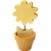 Clip mémo fantaisie bois sur ressort forme pot fleur 11cm