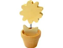 Clip mémo fantaisie bois sur ressort forme pot fleur 11cm