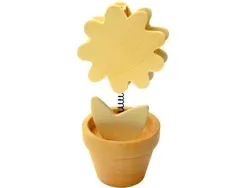 Clip mémo fantaisie bois sur ressort forme pot fleur 11cm