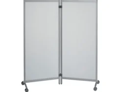 Cloison de protection mobile double paperflow modele a pmma 3mm cadre aluminium anodise hauteur reglable 4 roulettes