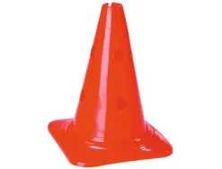 Cône multifonction percé permettant intercaler bâtons liaison supportant cerceau base supérieure coloris rouge