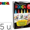 Coffret posca mes premiers marqueurs pointes pc1mc et pc3m coloris assortis 6 unites et 1 livret de 25 ateliers