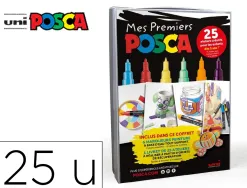 Coffret posca mes premiers marqueurs pointes pc1mc et pc3m coloris assortis 6 unites et 1 livret de 25 ateliers