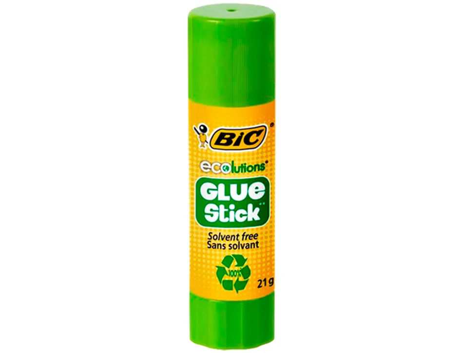 Colle bic ecolutions glue stick - lavable - colle le papier et le carton tube de 21 gr boite de 20