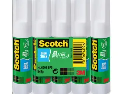 Colle blanche scotch 8g bâton paquet 5 unites