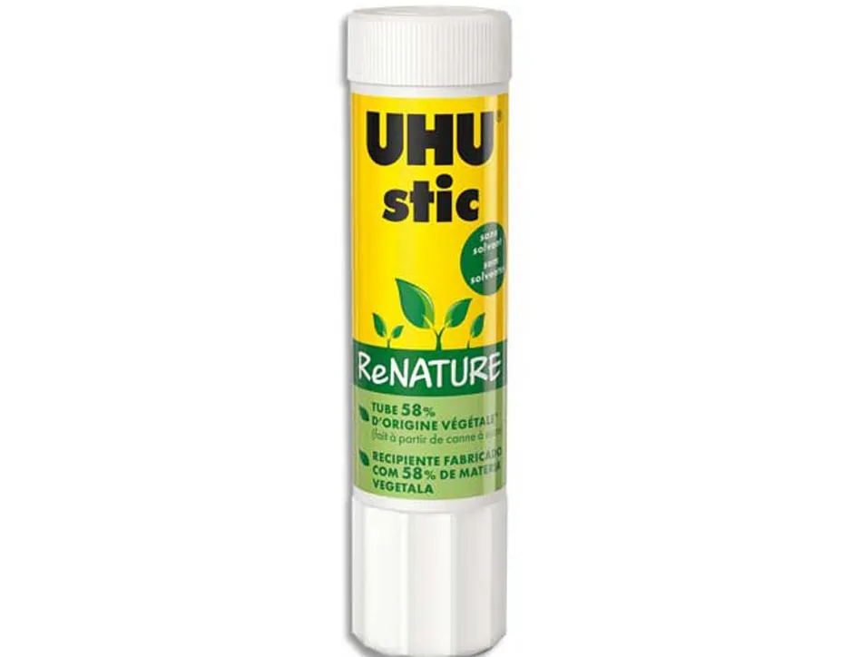 Colle blanche uhu renature fabrication origine vegetale recyclable sans solvant matieres naturelles 40g