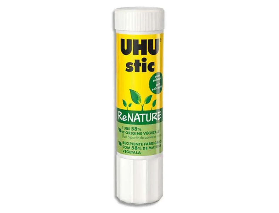 Colle blanche uhu stic renature fabrication origine végétale recyclable sans solvant matières naturelles bâton 21g