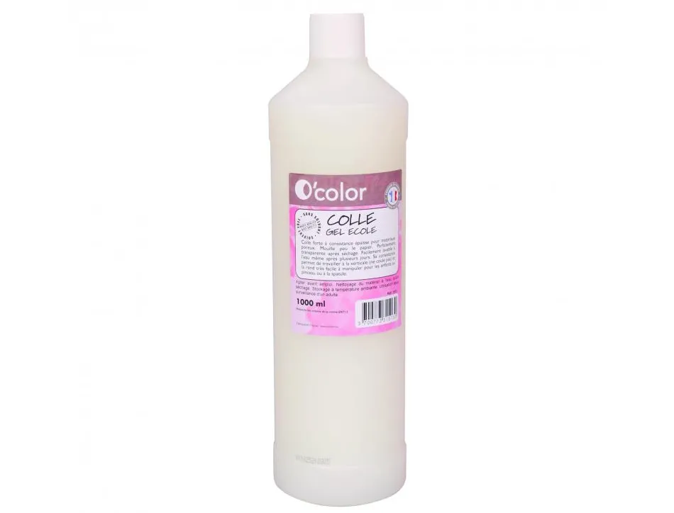 Colle gel o color extra forte epaisse sans solvant papier carton lavable apres sechage flacon 1kg