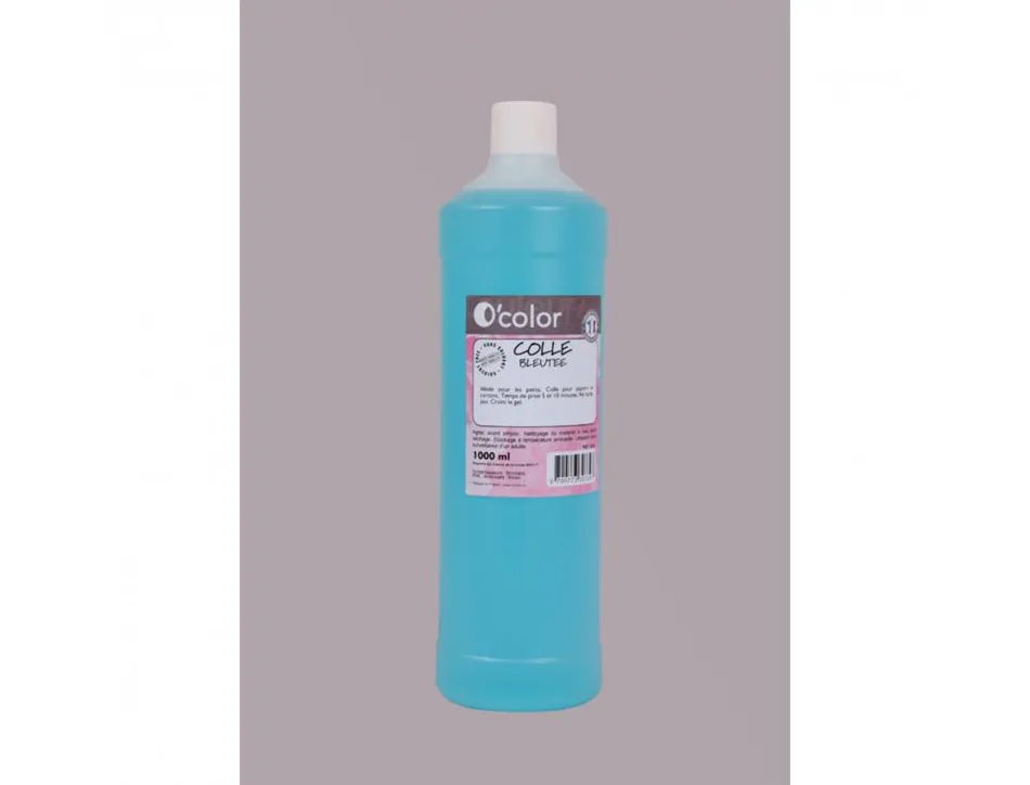 Colle naturelle o color invisible norme en 71 7 papier carton coloris bleu flacon 1l
