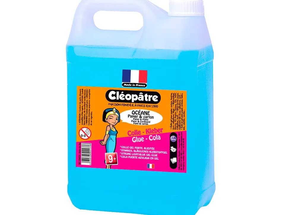 Colle océane cléopâtre extra forte pour carton transparente bleutée bidon 5l