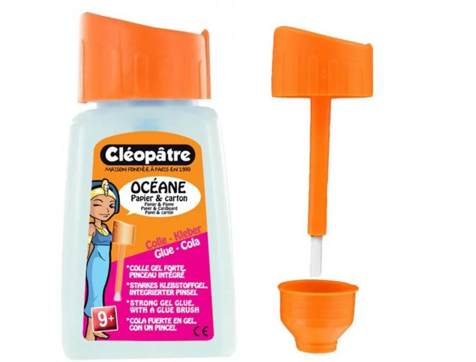 Colle oceane cleopatre sans solvant papier carton bouchon pinceau coloris bleu flacon de 80g