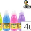 Colle pailletée cléopâtre en gel 4 coloris néons assortis jaune rose bleu violet lot 4 pots 250ml