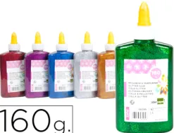 Colle pailletée liderpapel coloris assortis métallisés pot 160g