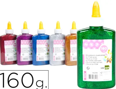 Colle pailletée liderpapel coloris assortis métallisés pot 160g