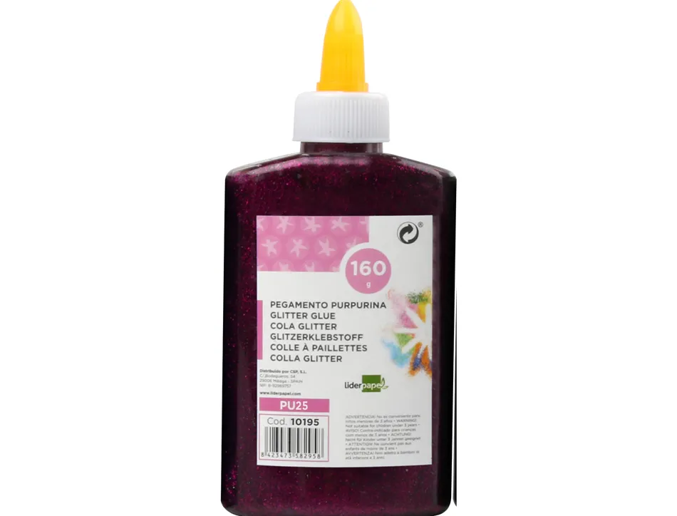 Colle pailletee liderpapel coloris mauve metallise - pot de 160g