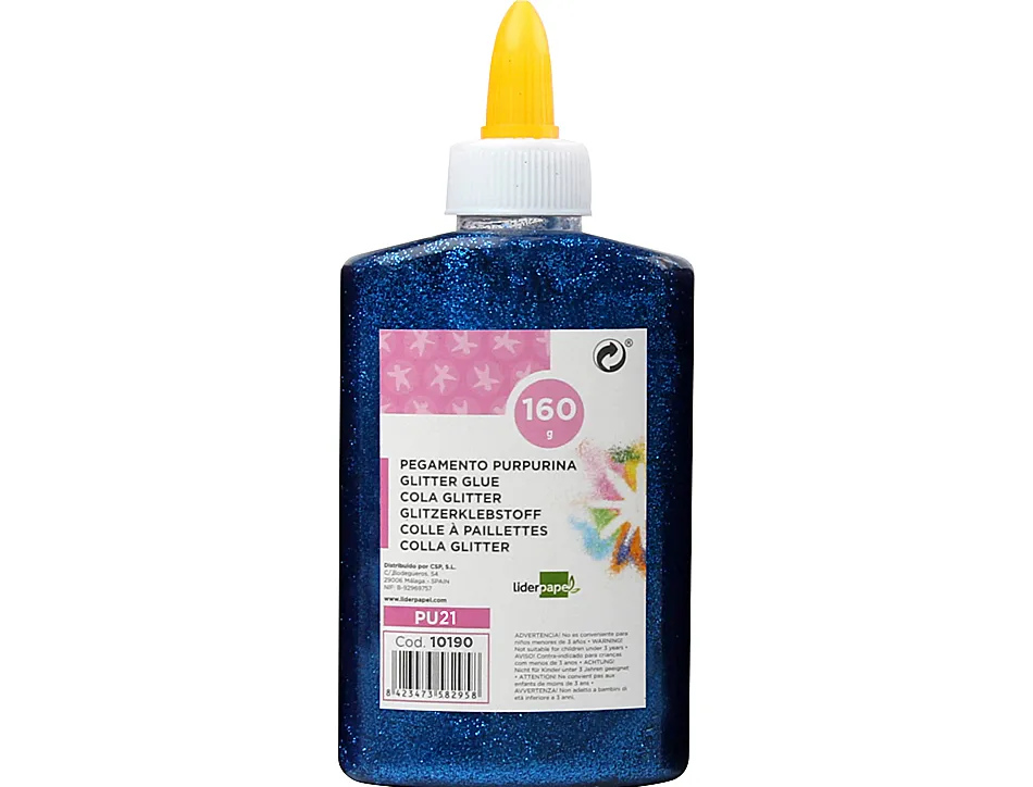 Colle pailletee liderpapel coloris bleu metallise - pot de 160g