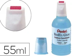 Colle pentel roll'n glue roulette caoutchouc inodore lavable transparente flacon de 55ml