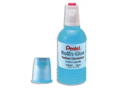 Colle pentel roll'n glue roulette caoutchouc papier carton inodore lavable transparente flacon 30ml
