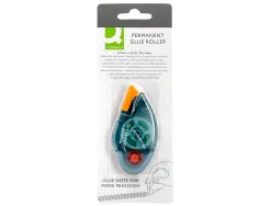Colle q-connect roller éco permanent coloris bleu transparent 6.5mmx8.5m