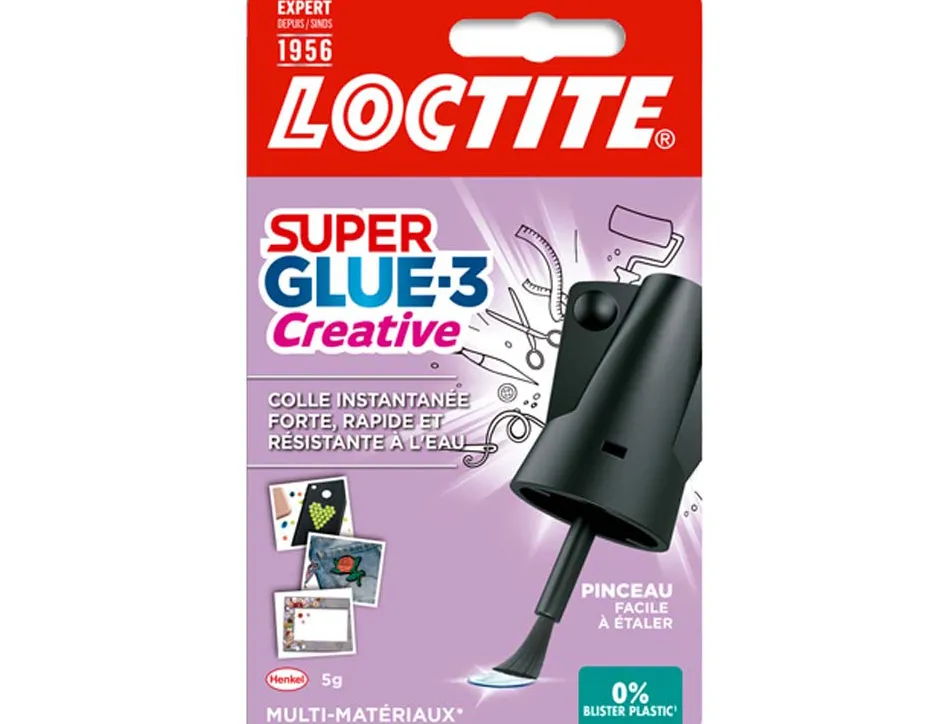 Colle rapide loctite pinceau applicateur sécurité anti-renversement flacon 5g