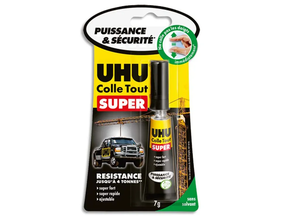 Colle rapide uhu strong&safe extra forte tous types supports collage invisible sans solvant inodore tube 7g