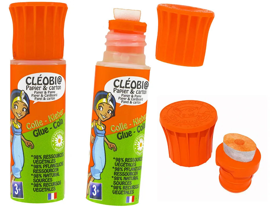 Colle scolaire cléopâtre cléobio liquide forte prise différée etendeur mousse rechargeable flacon 25g