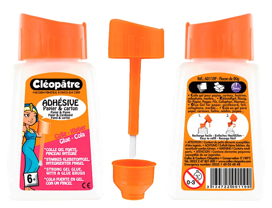 Colle scolaire cléopâtre papier carton travaux manuels sans solvant flacon 80g