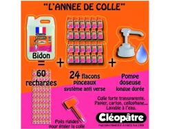 Colle transparente cleopatre sans solvant base eau classpack 24 flacons 80g 5kg colle transparente + 1 pompe