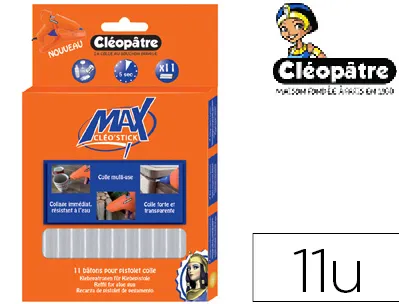 Colle transparente cléopâtre cléo stick max pour pistolet colle cléo gun max avec boîte de rangement 11 unités