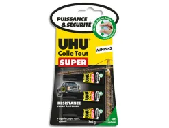 Colle uhu tout super multi materiaux sans solvant 3x1g