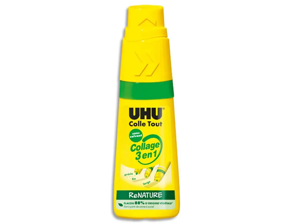 Colle uhu twist&glue 3 en 1 extra forte transparente multi-matériaux collage précis fin large sans solvant flacon 35g