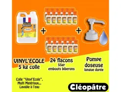 Colle vinylique cleopatre vinyl ecole rapide multi materiaux sans solvantclasspack 24 flacons