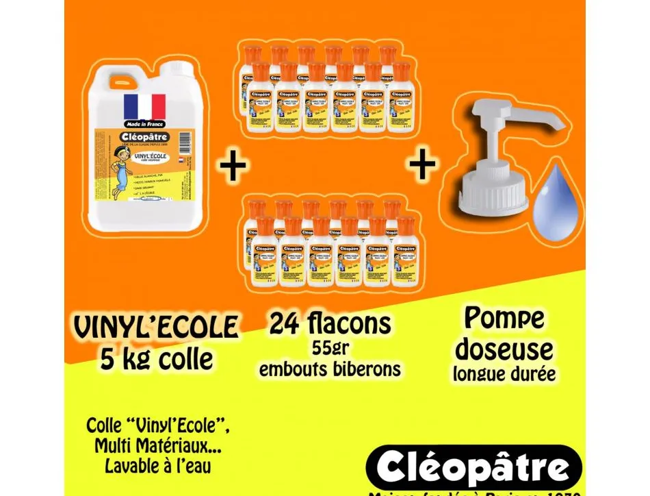Colle vinylique cleopatre vinyl ecole rapide multi materiaux sans solvantclasspack 24 flacons