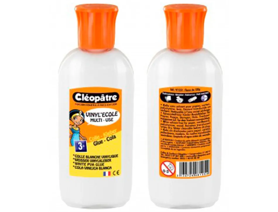 Colle vinylique cléopâtre blanche tous types travaux usage maison bureau nettoyage facile sans solvant flacon 100ml