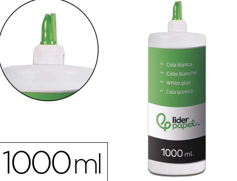 Colle vinylique liderpapel blanche travaux manuels papier autres matériaux rapide adhérence sans solvant pot 1000ml