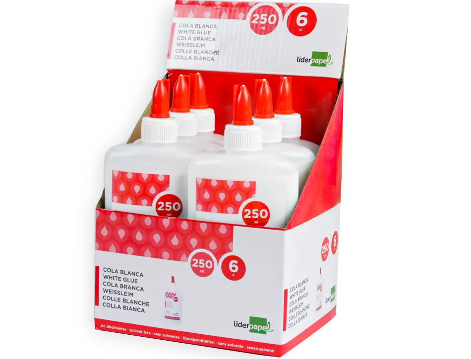 Colle vinylique liderpapel blanche travaux manuels papier autres matériaux rapide adhérence sans solvant pot 250ml