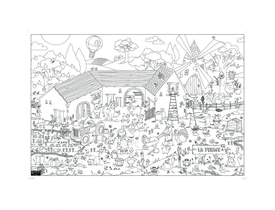 Coloriage geant bouchut la ferme 120x80cm papier 150g impression noir