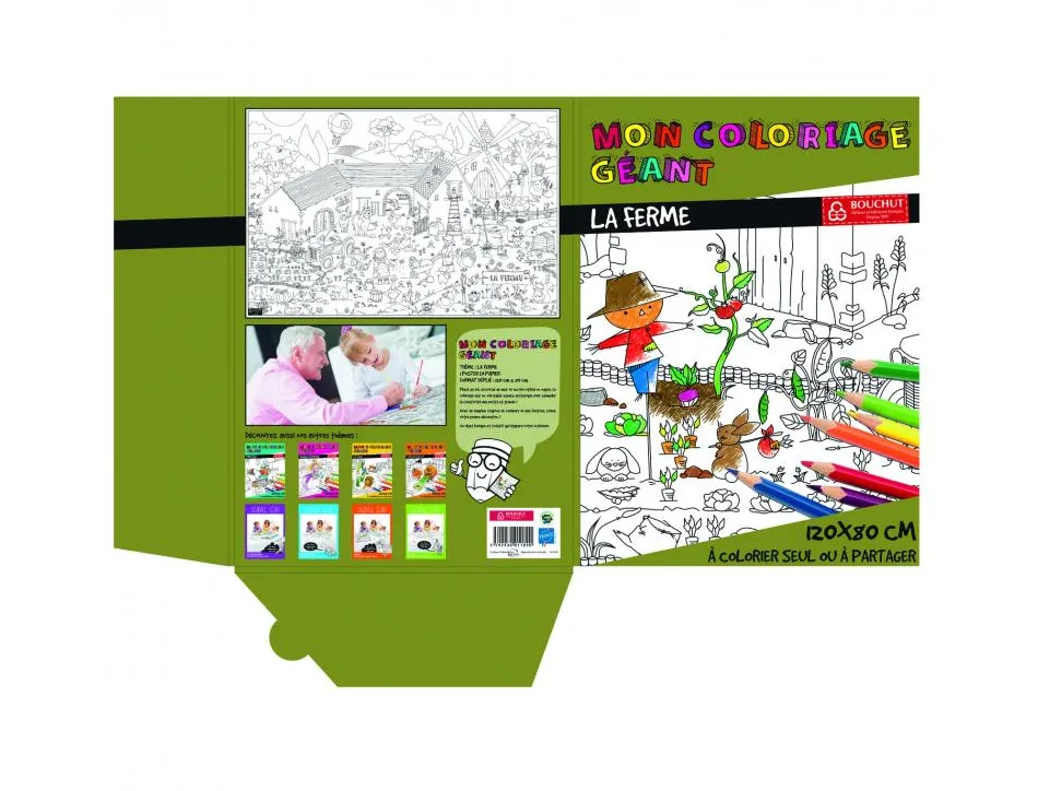 Coloriage geant bouchut la ferme 120x80cm papier 150g impression noir