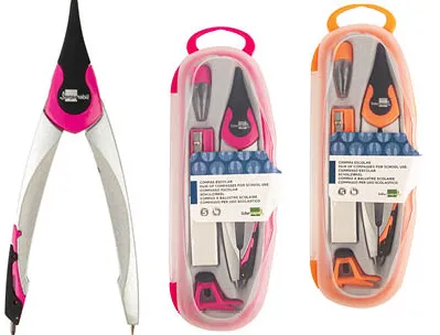 Compas liderpapel adaptateur universel mines taille-mines et gomme coloris assortis