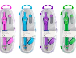 Compas liderpapel articulé adaptateur universel circonférence 38cm longueur 14cm mine 2mm étui coloris assortis