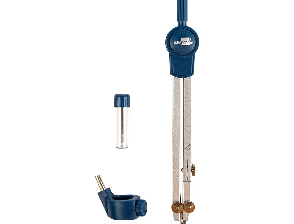 Compas liderpapel articulé 1 branche circonférence 38cm longueur 12.5cm bague mine 2mm étui platique