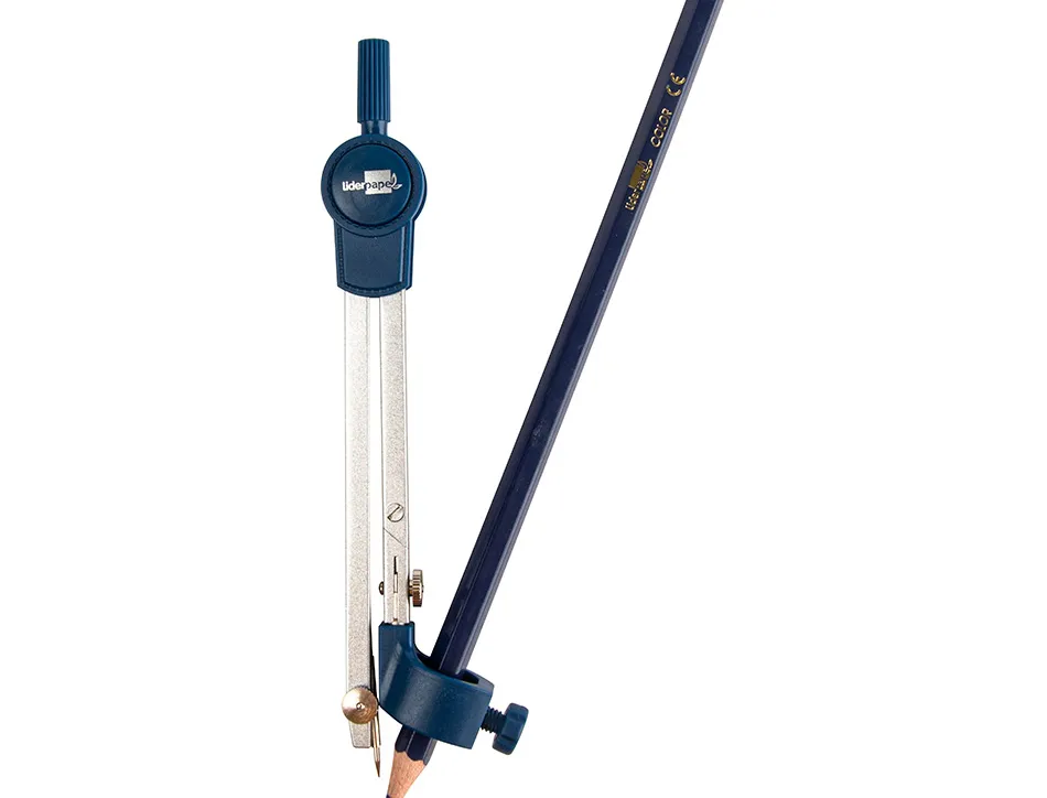 Compas liderpapel articulé 1 branche circonférence 38cm longueur 12.5cm bague mine 2mm étui platique