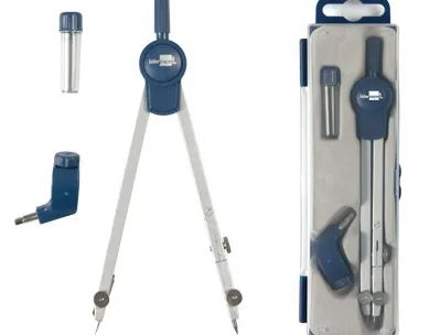 Compas liderpapel articulé 1 branche circonférence 38cm longueur 12.5cm bague mine 2mm étui platique