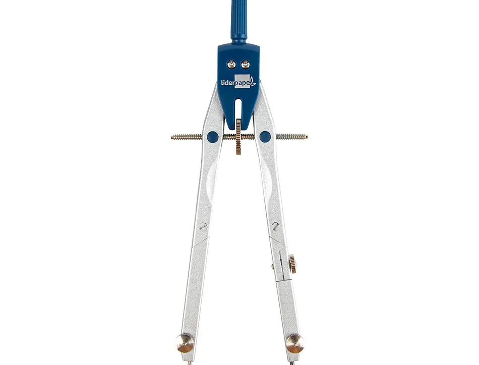 Compas liderpapel micrométrique articulé 2 branches circonférence 38cm longueur 17cm bague mines 2mm étui